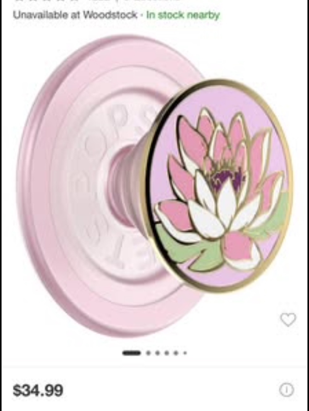 PopSocket Pink Lotus Enamel Phone Grip with Gold Trim